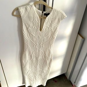 Ted baker ivory body on midi dress with silver zipper down back. V neck.
